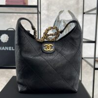 CHANEL 2025 Quilted Chain Hobo Black, Small