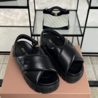Miu Miu padded slingback sandals black