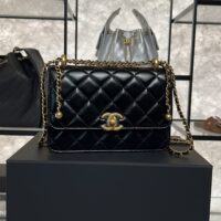 Chanel Small Size 24C Flap Bag with Adjustable Strap Black